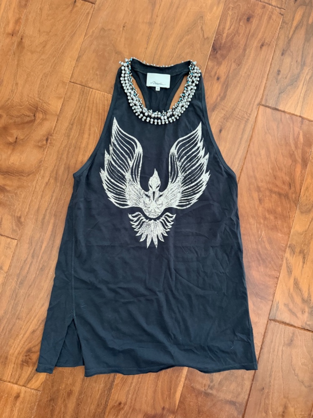 3.1 Phillip Lim Phoenix BlackTank Embellished Beaded Jeweled Collar XS